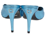 Gucci Criss-cross Metallic Blue Sandals