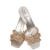 Gina Loie Platinum Crystal Lizard Print 85 Sandals