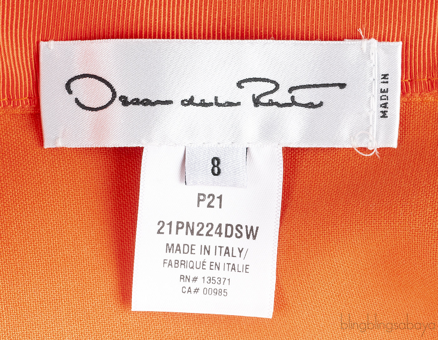 Orange Wool Blend Midi Dress