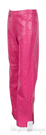Lynn Pink Embossed Leather Pants