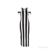 Black and White Striped Midi Dress