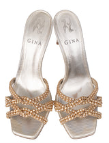 Gina Loie Platinum Crystal Lizard Print 85 Sandals
