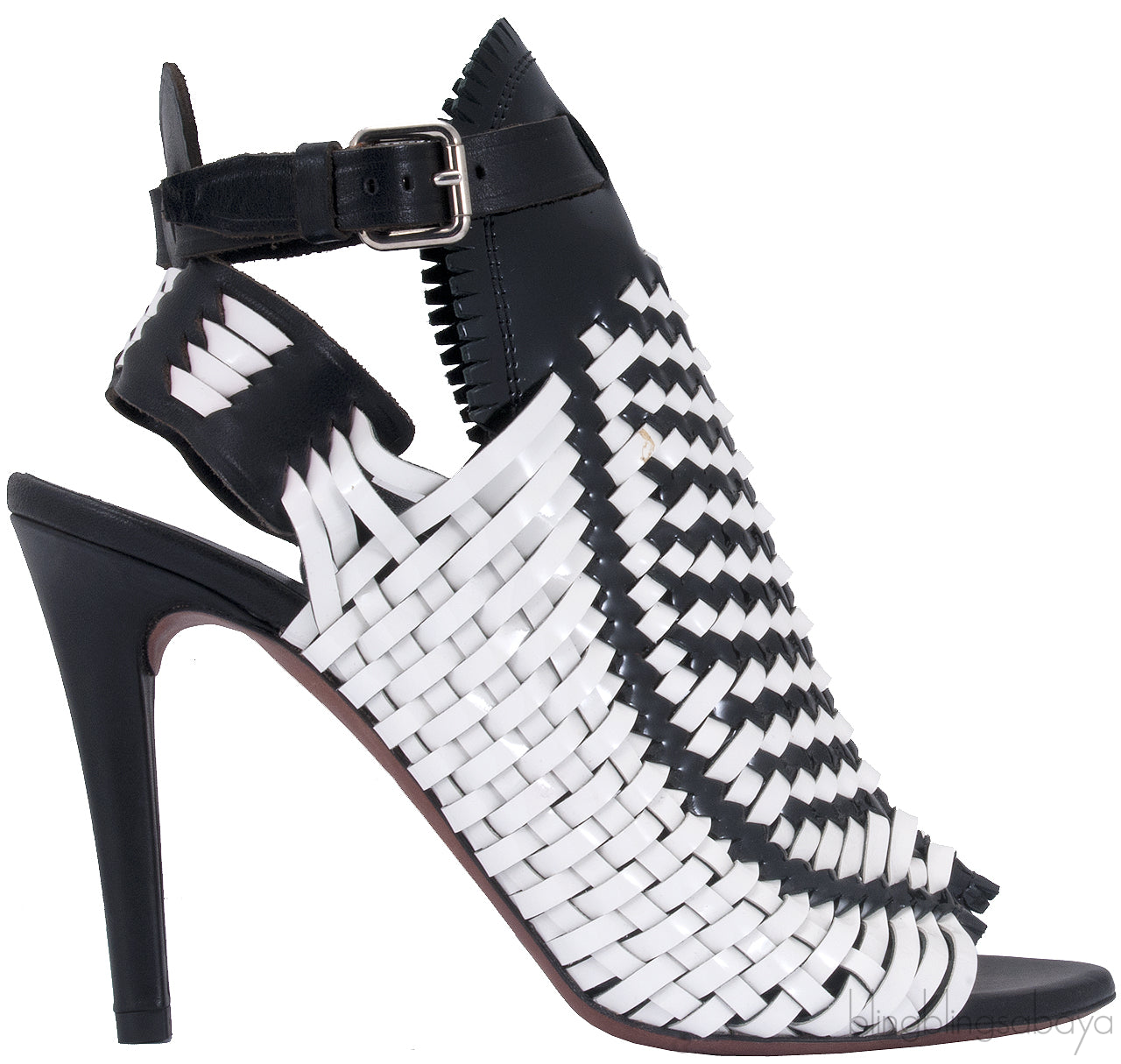 Black / White Monochrome Woven Sandals