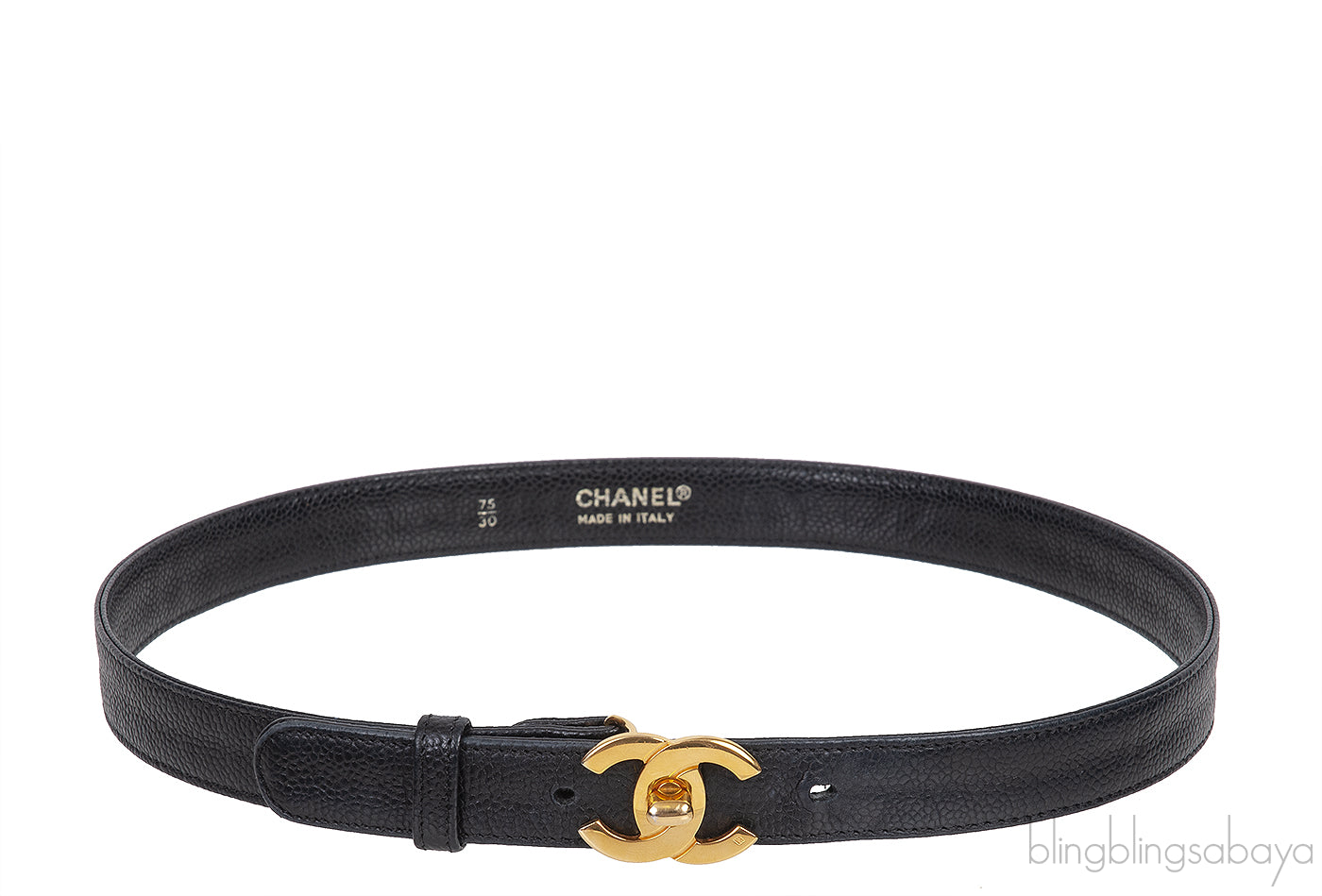 Chanel Black Caviar CC Turnlock Vintage Belt