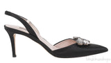 Black Crystal Pointed Toe Slingback