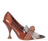 Kiltie Crystal Fringe Vinyl & Leather Point-Toe Heels