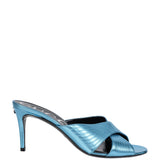 Gucci Criss-cross Metallic Blue Sandals