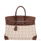Birkin 35 Mosaic Canvas Buffalo PHW