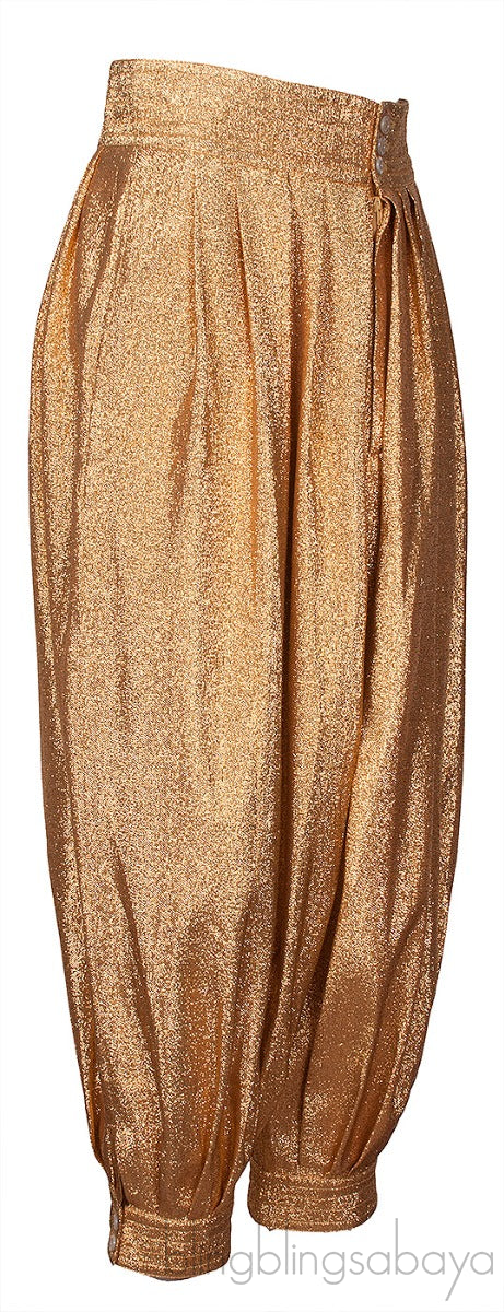 Metallic Gold Lurex Crepe Bloomer Pants