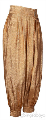 Metallic Gold Lurex Crepe Bloomer Pants