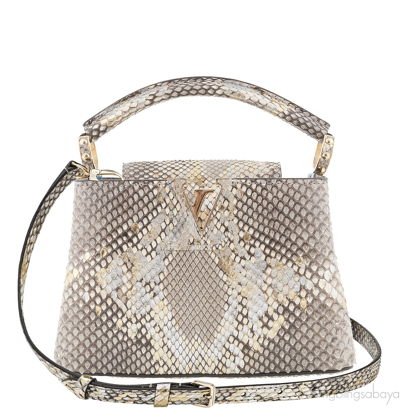 Capucines Gold Python Mini