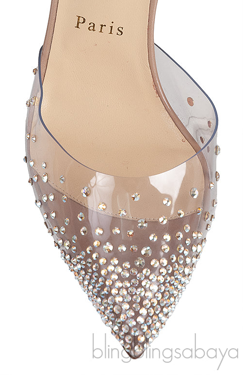 Nude PVC Crystal Slingback Heels