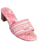 Dway Pink Embroidered Heeled Slide