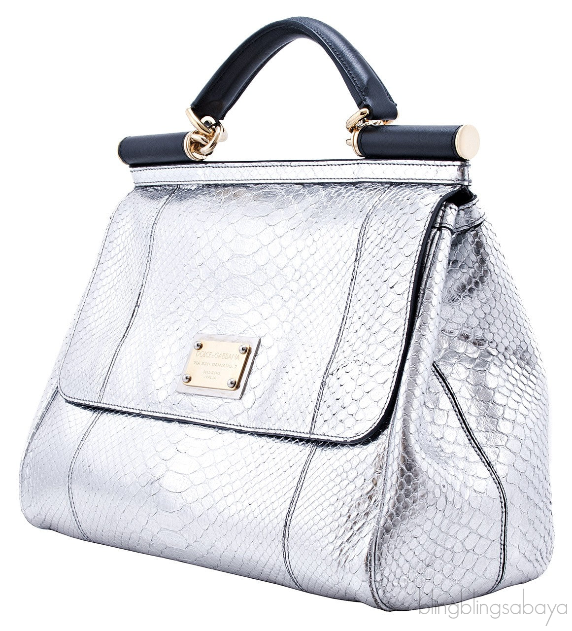 Miss Sicily Satchel Silver Python