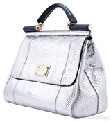 Miss Sicily Satchel Silver Python