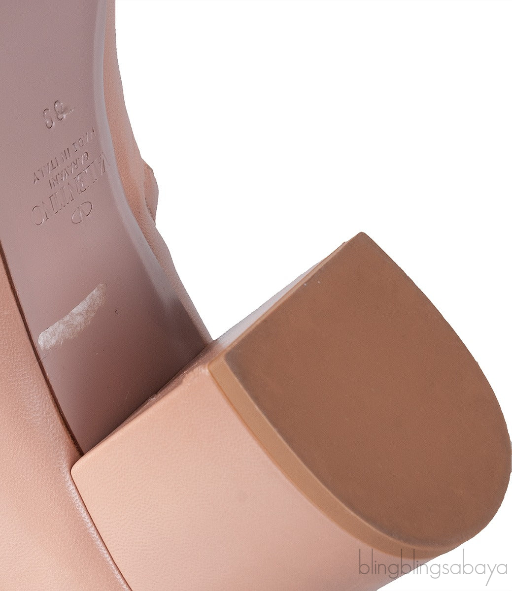 Nude Pointed Toe Leather Boots