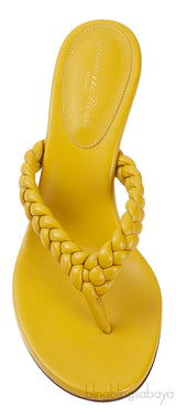 Yellow Woven Strap Thong Sandals