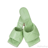 Mint Green Nappa Quilted Lido Mule Sandals