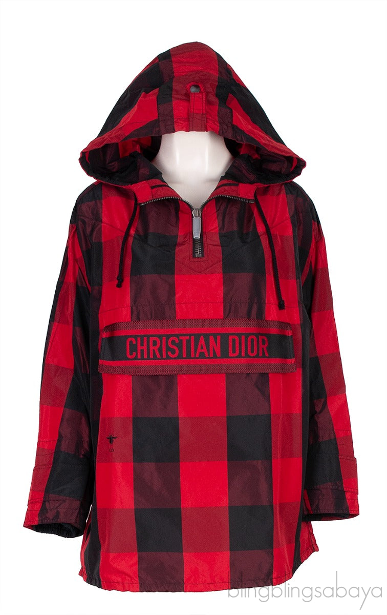 Dior Black & Red Plaid Polyester Rain Jacket