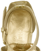 Metallic Gold Ankle Strap Brogue