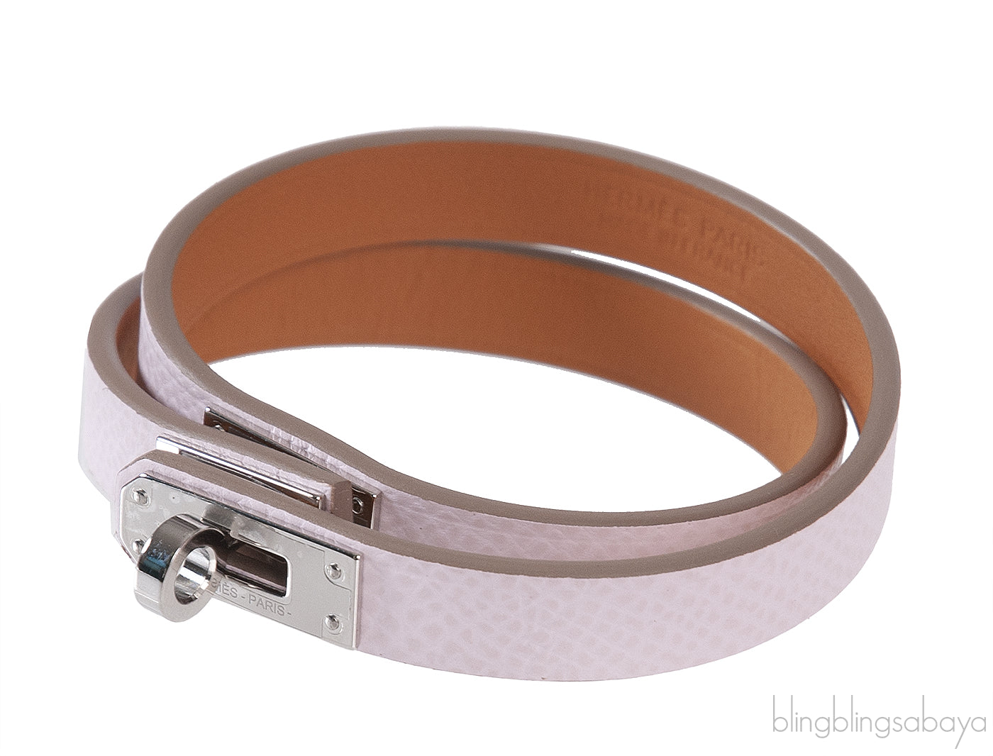 Hermes Mini Kelly Double Tour Bracelet Epsom Mauve Pale PHW