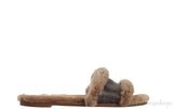Cognac Monogram Mink Fur Slides