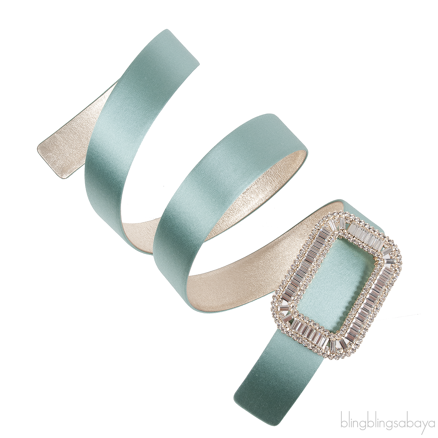 Roger Vivier Green Pilgrim Satin Crystal Belt
