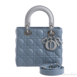Christian Dior Lady Dior Two Tone Slate Blue And Grey Cannage Shoulder Bag