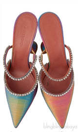Gilda Crystal -Embellished Iridescent  Leather Mules