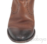 Brown Brogue Perforated High Boots