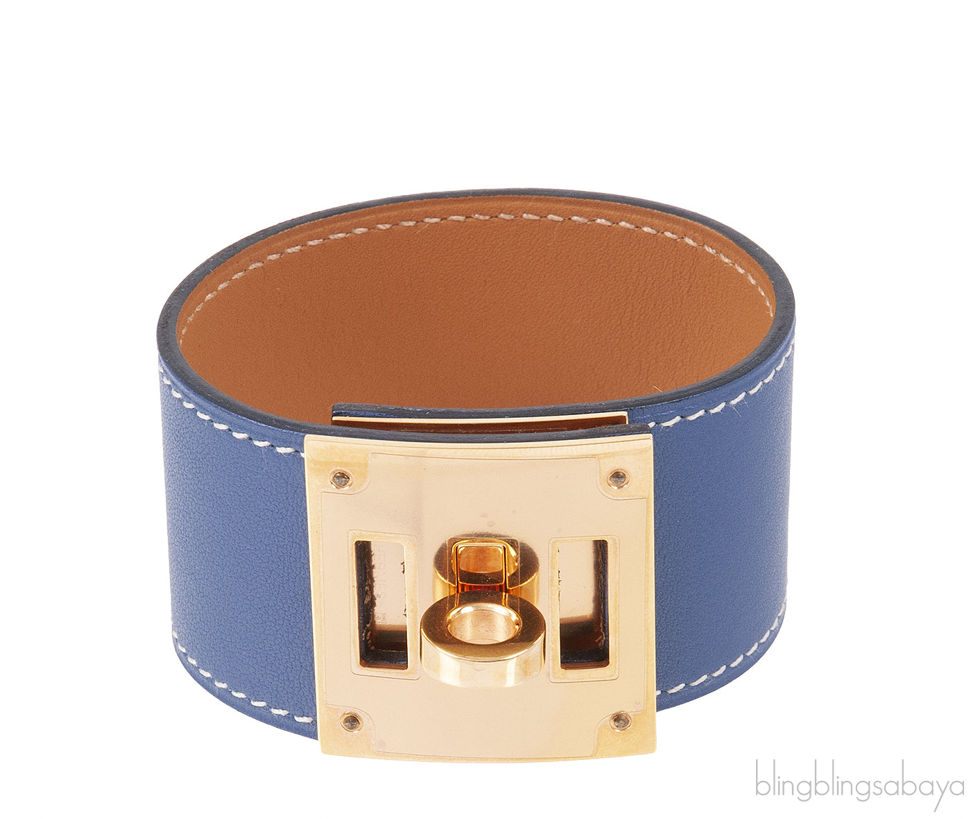 Hermes Blue Brighton Kelly Dog GHW Bracelet