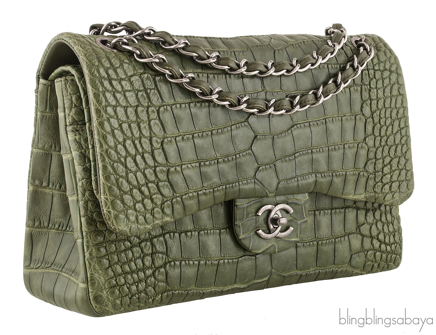 Classic Crocodile Jumbo Flap Bag