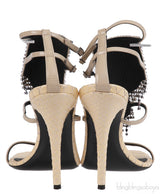 Giuseppe Zanotti Python Embossed Beige Crystal Sandals
