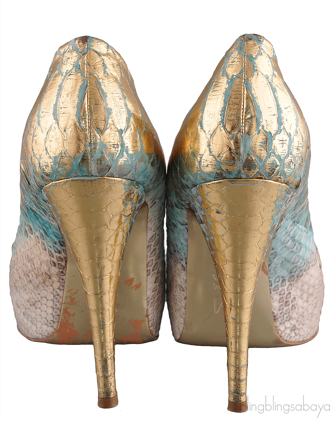 Python Multi-color Peep Toe Heels