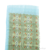 Moss Green Printed w/ Teal Trim Stole