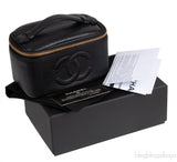 Chanel Vintage CC Black Caviar Mini Makeup Bag