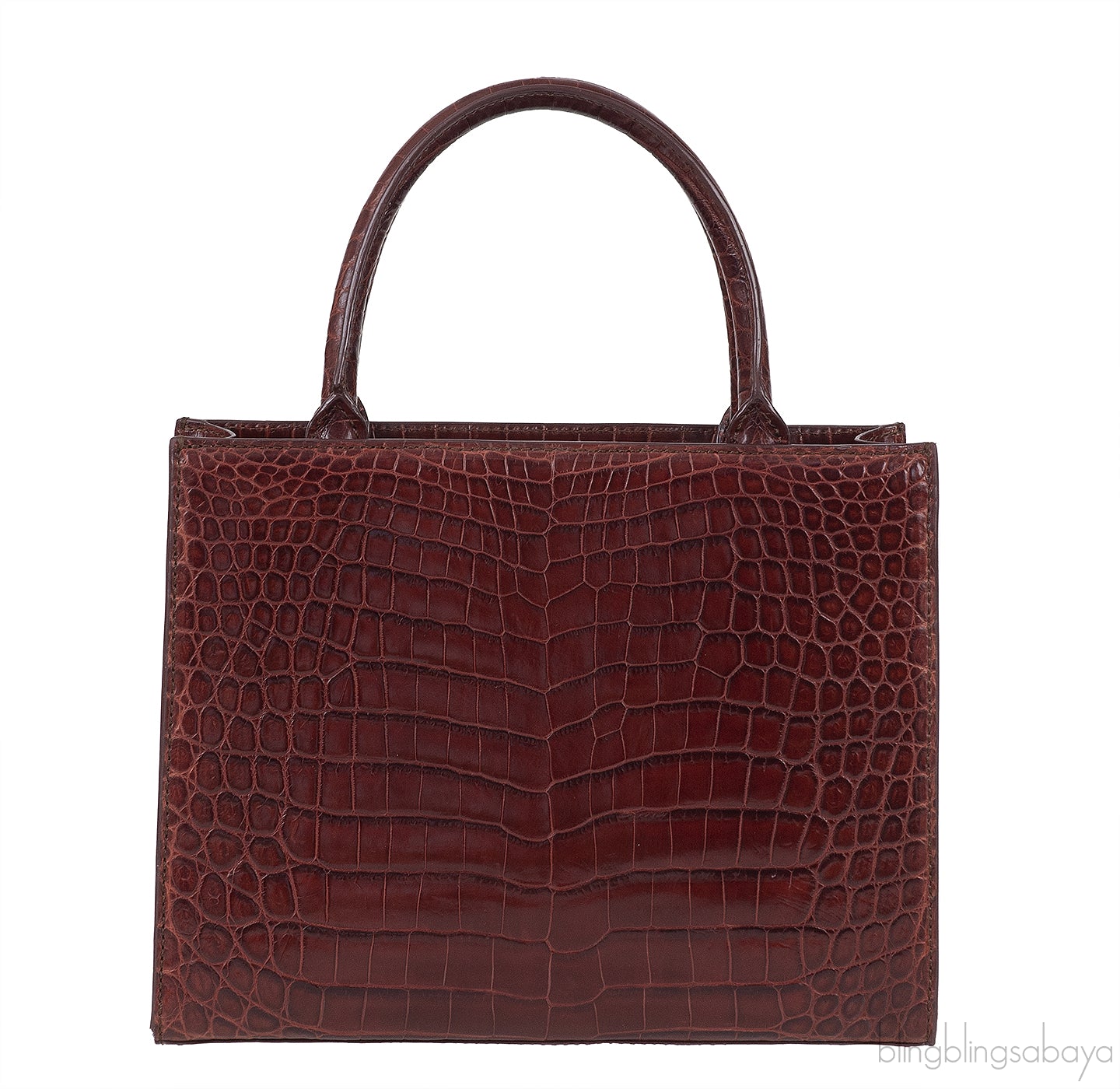 Burgundy Crocodile Top Handle Bag