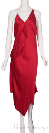 Jimboy Asymmetric Hammered Silk-satin Midi Dress