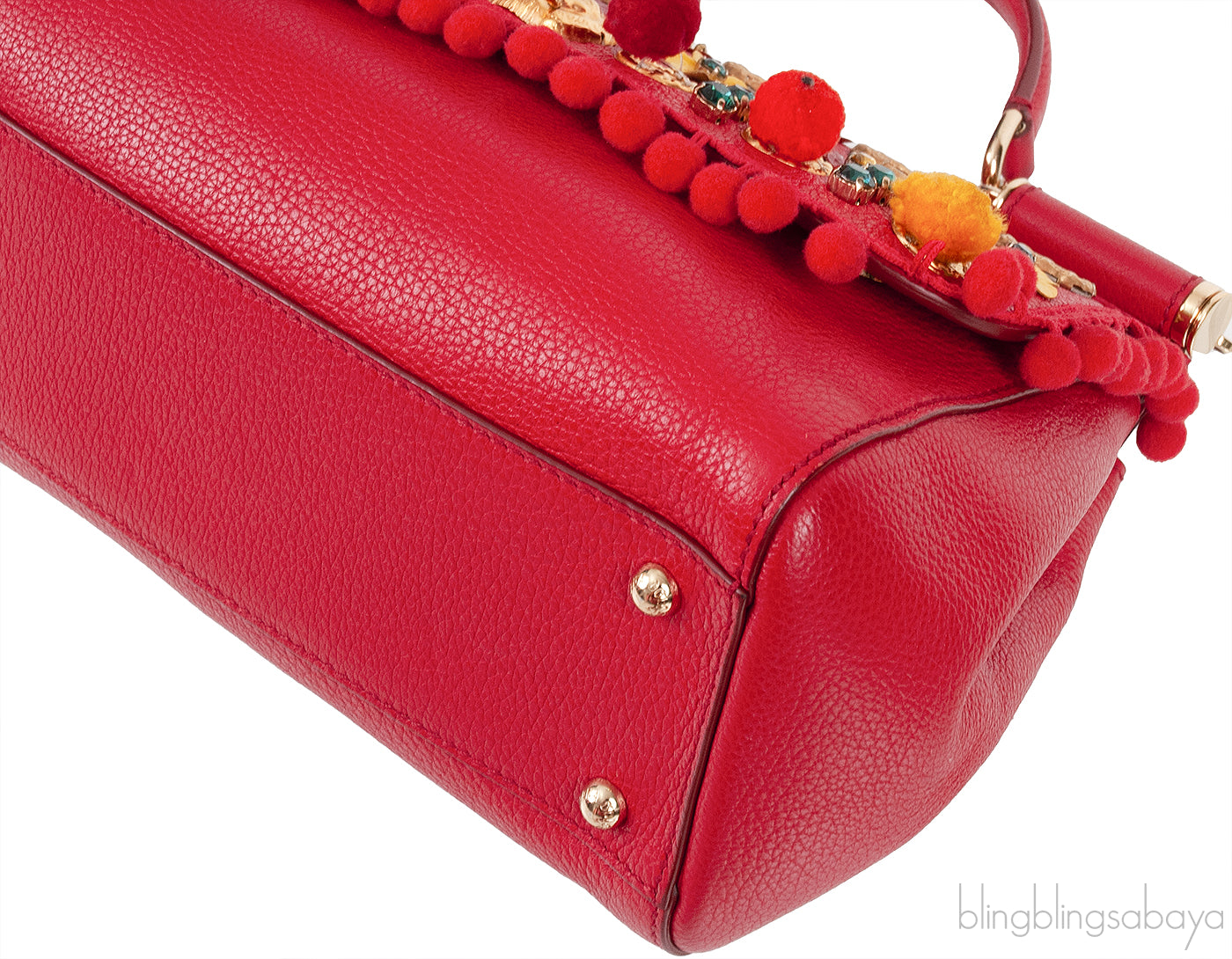 Red Miss Sicily Crystal & Flower Embellished Bag