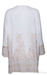 White Embroidered Short Kaftan
