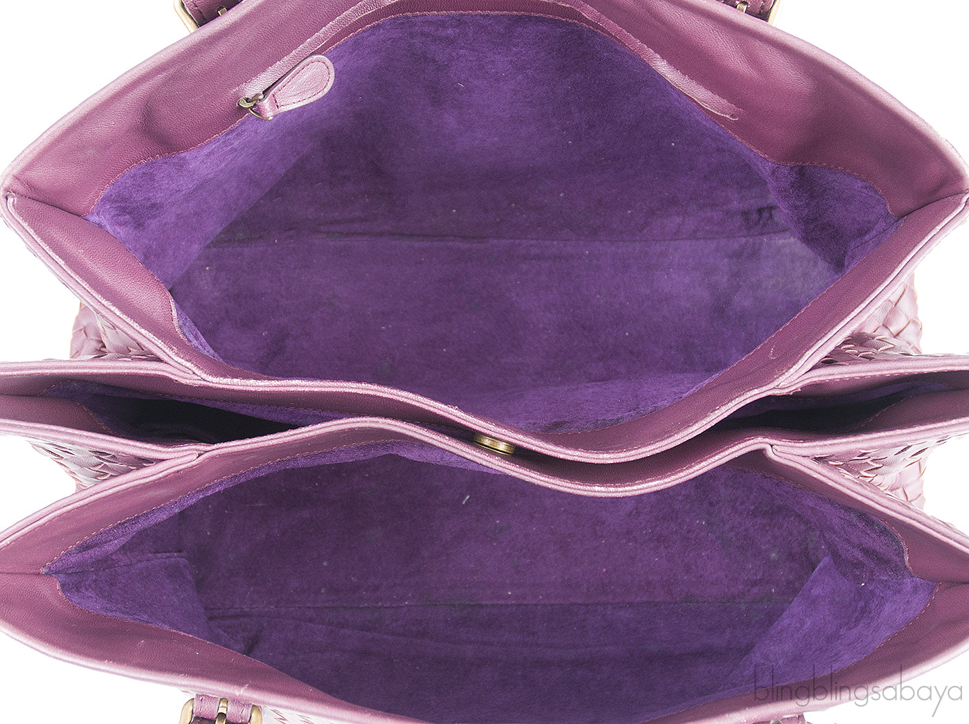 Plum Large Roma Intrecciato Leather Tote