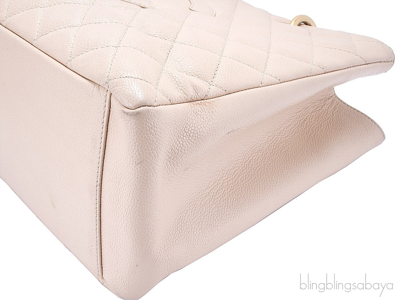 Beige Caviar Shopping Tote