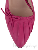 Bright Fuchsia Nappa Leather Decollete Bow Pumps