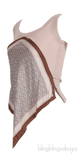 Beige Front Paneled Sleeveless Printed Top
