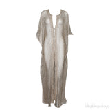 Metallic Gold Net Kaftan Dress
