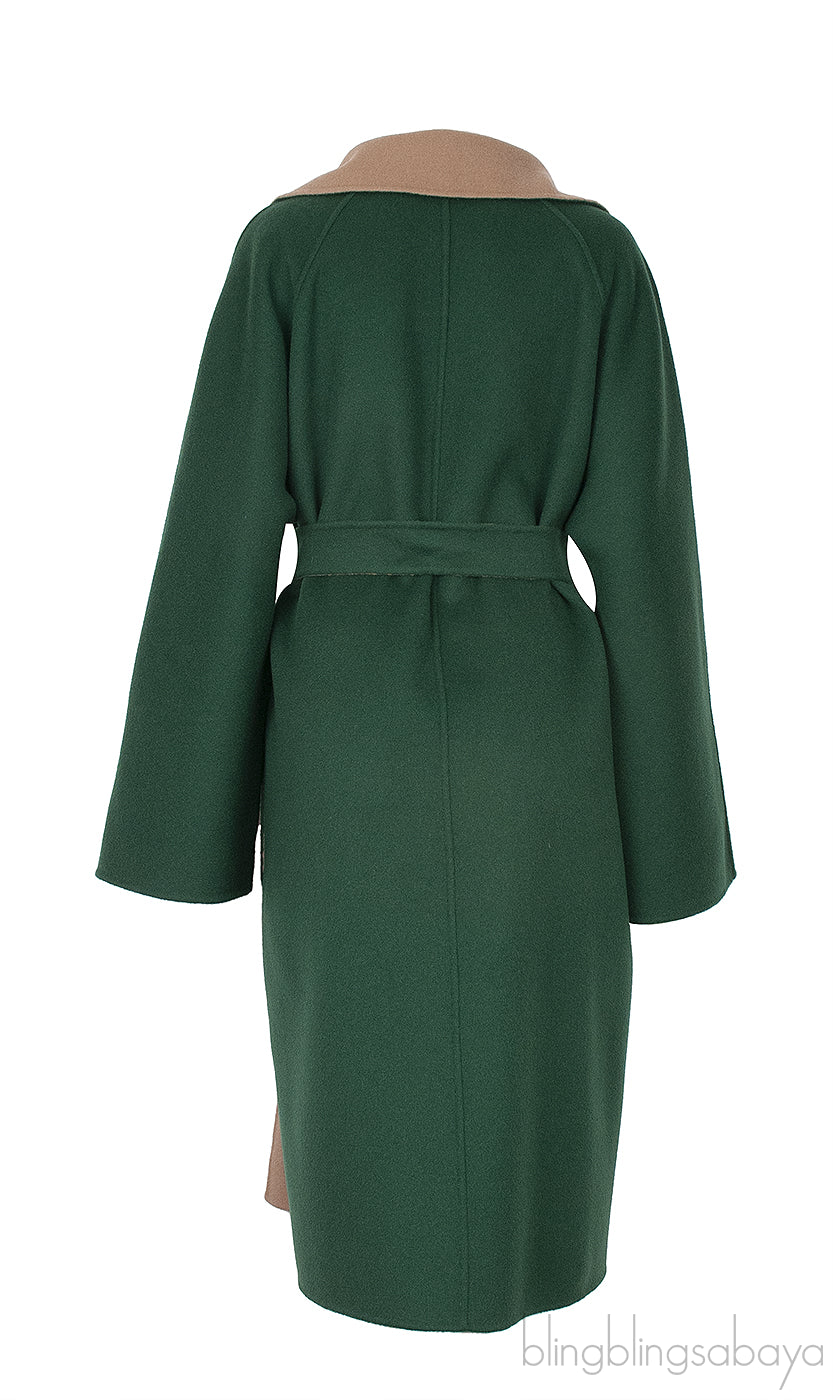 Emerald and Brown Reversible Wool Coat