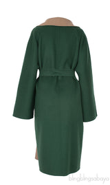Emerald and Brown Reversible Wool Coat