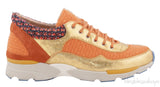 Metallic Gold Orange Woven Sneakers