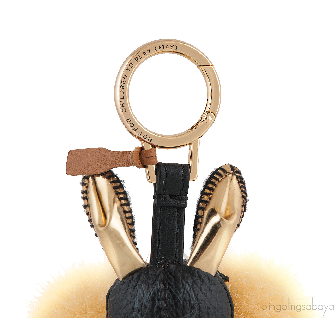 MCM Black Printed Rabbit Heart Fur Charm