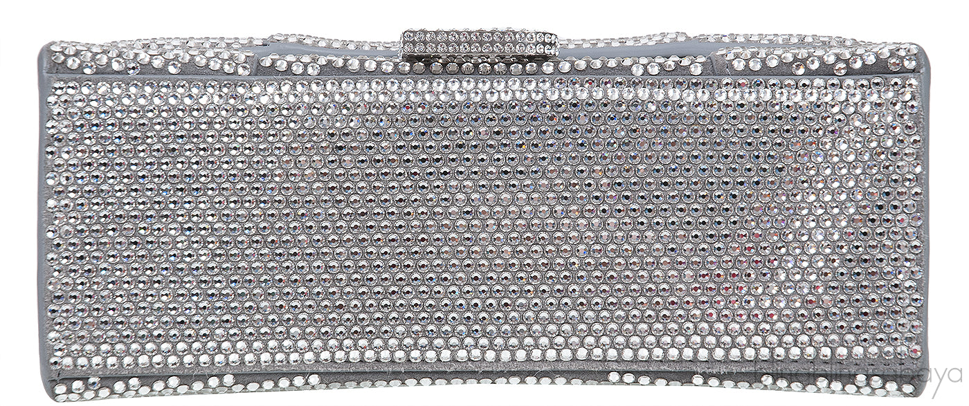 Hourglass XS Silver Rhinestone Suede Calfskin